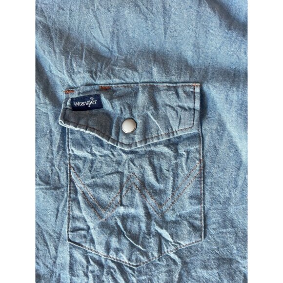Wrangler Mens Denim Western Snap Shirt Blue L - Picture 4 of 11